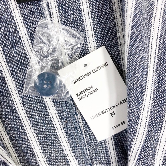 Sanctuary Linen Striped Blazer Medium - Picture 3 of 6
